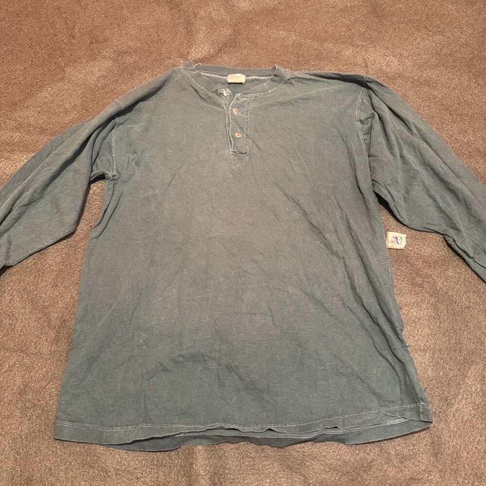 Vintage Weeds Mens TShirt L Large Green Long Sleeve Tee Shirt Cotton Basic